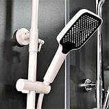 Душова система із змішувачем та виливом DUSEL POUR White стійка для душу прямокутна з поличкою, фото 5