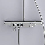 Душова система із змішувачем виливом та підсвічуванням DUSEL POUR Chrome Smart стійка для душу з поличкою, фото 2