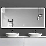 Дзеркало DUSEL 80х65 см LED підсвічування DE-M0065D Black сенсорне увімкнення підігрів, фото 2