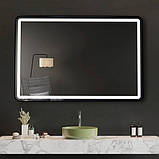 Дзеркало DUSEL 100х75 см із LED підсвічуванням прямокутне DE-M0065D Black сенсорне включення підігрів, фото 4