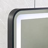 Дзеркало з LED підсвічуванням 120х75 см DUSEL DE-M0065D Black сенсорне включення з підігрівом годинником температурою, фото 5