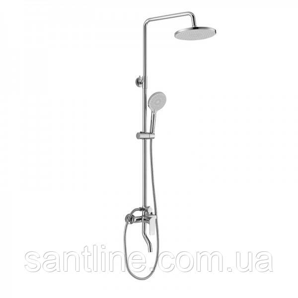 Душова система із змішувачем виливом DUSEL RUBI Chrome стійка для душу з регульованою верхньою лійкою латунна, фото 1