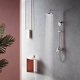 Душова система із змішувачем виливом DUSEL RUBI Chrome стійка для душу з регульованою верхньою лійкою латунна, фото 4