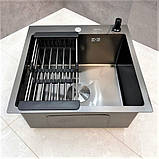 Кухонна мийка прямокутна із нержавіючої сталі SS304 DS50550-1NB 60х50х22 см з PVD покриттям Nano Black, фото 8