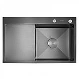 Кухонна мийка з неіржавкої сталі SS304 DS50963-1LNB 630*500*230 Left (Nano Black), фото 2