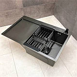 Кухонна мийка правосторонняя DUSEL з нержавіючої сталі SS304 DS50963-2RNB 63х50х23 з PVD покриттям NanoBlack, фото 9