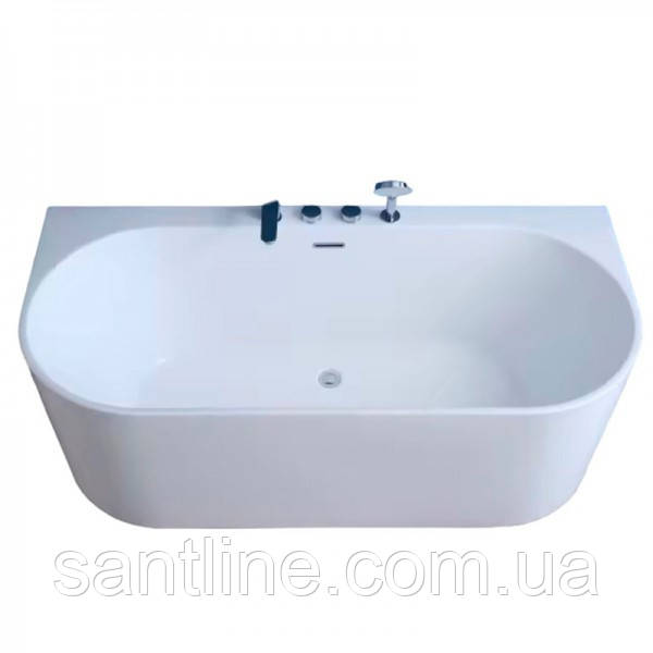 Ванна акрилова 170х75х58 см Golston G-U210 овальна пристінна із змішувачем та сифоном, фото 1