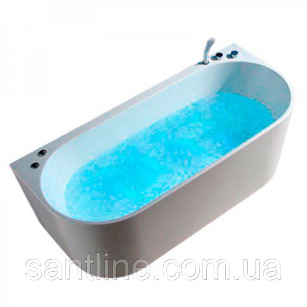 Ванна акрилова 180х80х58 см Golston G-U210 овальна пристінна із змішувачем та сифоном, фото 1