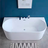 Ванна акрилова 180х80х58 см Golston G-U210 овальна пристінна із змішувачем та сифоном, фото 3