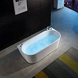 Ванна акрилова 180х80х58 см Golston G-U210 овальна пристінна із змішувачем та сифоном, фото 4