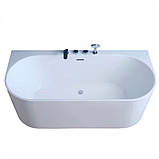 Ванна акрилова 180х80х58 см Golston G-U210 овальна пристінна із змішувачем та сифоном, фото 5