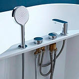 Ванна акрилова 180х80х58 см Golston G-U210 овальна пристінна із змішувачем та сифоном, фото 6