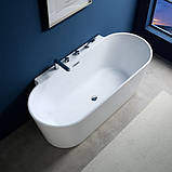 Ванна акрилова 180х80х59 см Golston G-U215 овальна пристінна із змішувачем та сифоном, фото 2