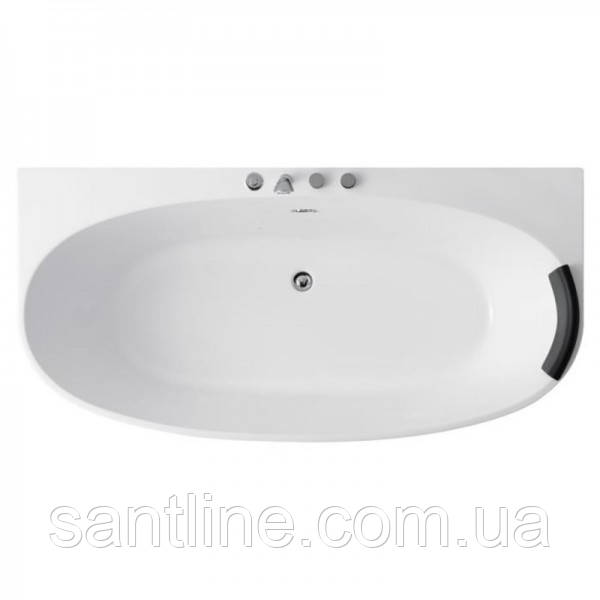 Ванна акрилова 180х80х58 см Golston G-U202 овальна пристінна із змішувачем та сифоном, фото 1