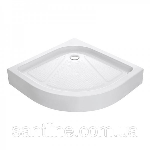 Душовий піддон 80х80х15 см Dusel D202 R напівкруглий акриловий з ніжками сифоном, фото 1