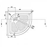 Душовий піддон 80х80х15 см Dusel D202 R напівкруглий акриловий з ніжками сифоном, фото 6