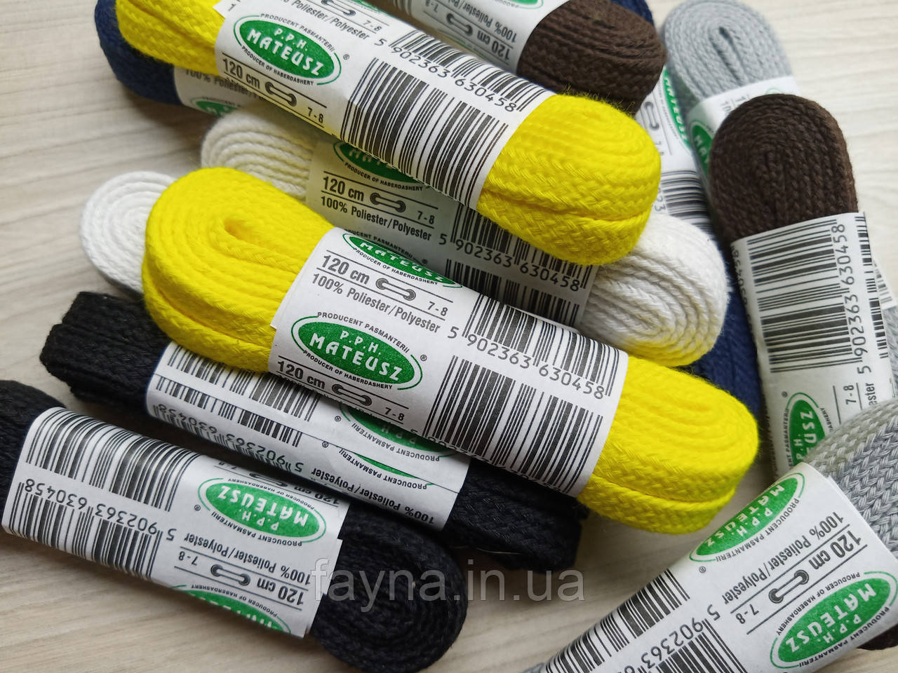 Шнурки для взуття Coccine 7мм плоскі 100% поліестер, довжина 120см