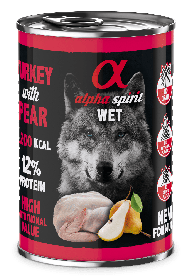 Вологий корм для собак Alpha Spirit Turkey with Pear індичка, груша 400г