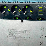 Подовжувач мережевий UA Power F17U 3USB на 6 розеток, 2 м, чорний, фото 3