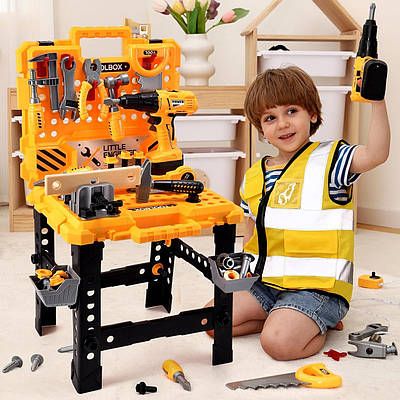 Великий дитячий набір інструментів 98 предметів іграшкова майстерня чемодан стіл дриль для навчальних ігор