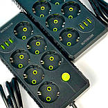 Подовжувач мережевий UA Power F17U 3USB на 6 розеток, 2 м, чорний, фото 5