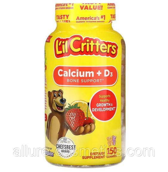 Кальцій + D3 L'il Critters Calcium + D3 Bone Support Gummy Vites 150 жувальних таблеток