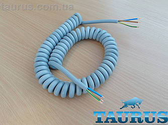 Кабель спіральний сірий ThermoPulse Power Gray 0.5m 3G1.5/ розтягнення до 3 м. Потужність до 3500W. Мідь