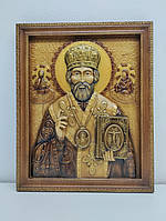 Икона Святой Николай, икона из дерева 30х25см