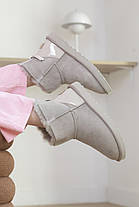 Зимові Жіночі Черевики UGG Classic Mini Zip Lacquer Grey / Уггі Класик Міні Зіп Лакер Сірі (Хутро), фото 5