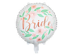 Фольгована кулька коло Bride з квітами PartyDeco 45см уп П