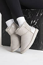 Зимові Жіночі Черевики UGG Classic Mini Zip Chromium Ligth Grey / УГГ Класік Міні Зіп Хроміум Світло Сірі, фото 4