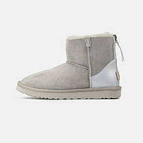 Зимові Жіночі Черевики UGG Classic Mini Zip Chromium Ligth Grey / УГГ Класік Міні Зіп Хроміум Світло Сірі, фото 3