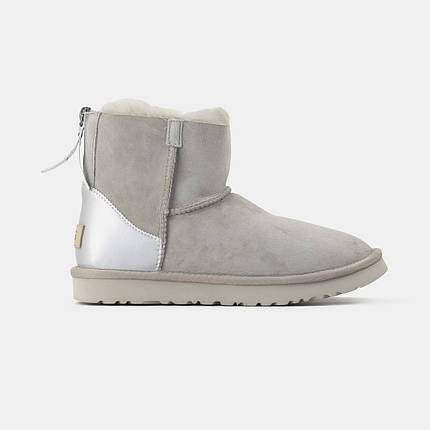 Зимові Жіночі Черевики UGG Classic Mini Zip Chromium Ligth Grey / УГГ Класік Міні Зіп Хроміум Світло Сірі, фото 1