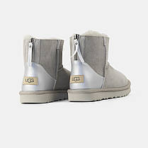 Зимові Жіночі Черевики UGG Classic Mini Zip Chromium Ligth Grey / УГГ Класік Міні Зіп Хроміум Світло Сірі, фото 6