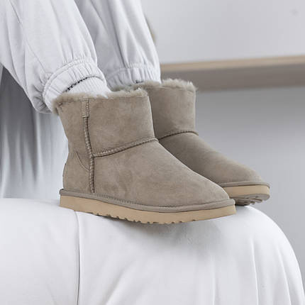 Зимові Жіночі Черевики UGG Classic Mini Zip Dark Beige / УГГ Класік Міні Зіп Темно Бежеві, фото 1