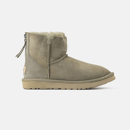 Зимові Жіночі Черевики UGG Classic Mini Zip Dark Beige / УГГ Класік Міні Зіп Темно Бежеві, фото 1