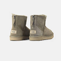 Зимові Жіночі Черевики UGG Classic Mini Zip Dark Beige / УГГ Класік Міні Зіп Темно Бежеві, фото 6