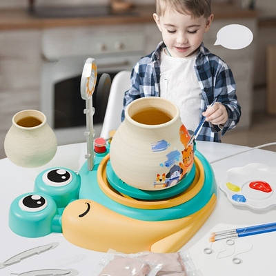 Розвиваючий творчий набір для гончарства для дітей електричне колесо глина інструменти фарби палітра кисті фартух