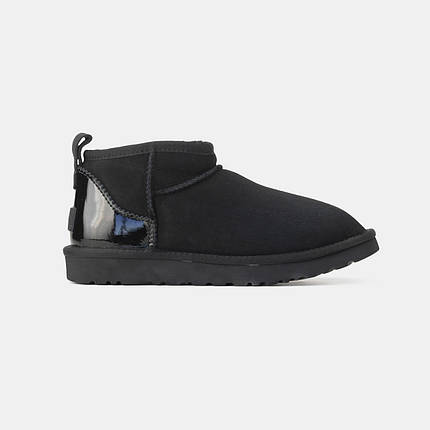 Зимові Жіночі Черевики UGG Classic Ultra Mini Black Metallic / УГГ Класік Ультра Міні Металік Чорні, фото 1