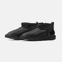 Зимові Жіночі Черевики UGG Classic Ultra Mini Black Leather / УГГ Класік Ультра Міні Лезер Чорні, фото 5