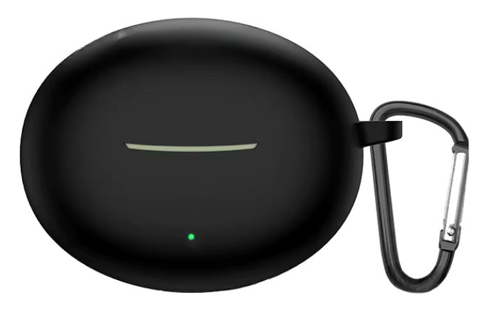 Силіконовий чохол із карабіном для OPPO Enco Free 3 / чорний