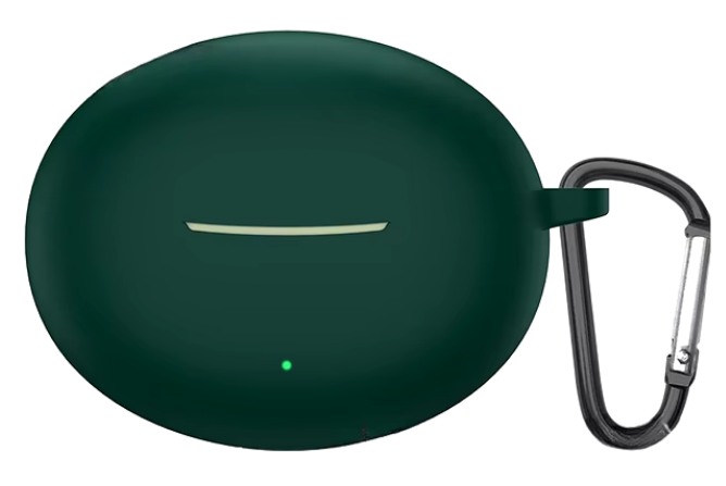 Силіконовий чохол із карабіном для OPPO Enco Free 3 / темно-зелений