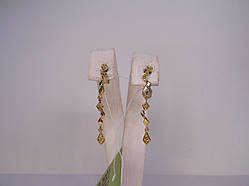 Сережки пусети з діамантами з підвіскою. Вага 1,87 г.