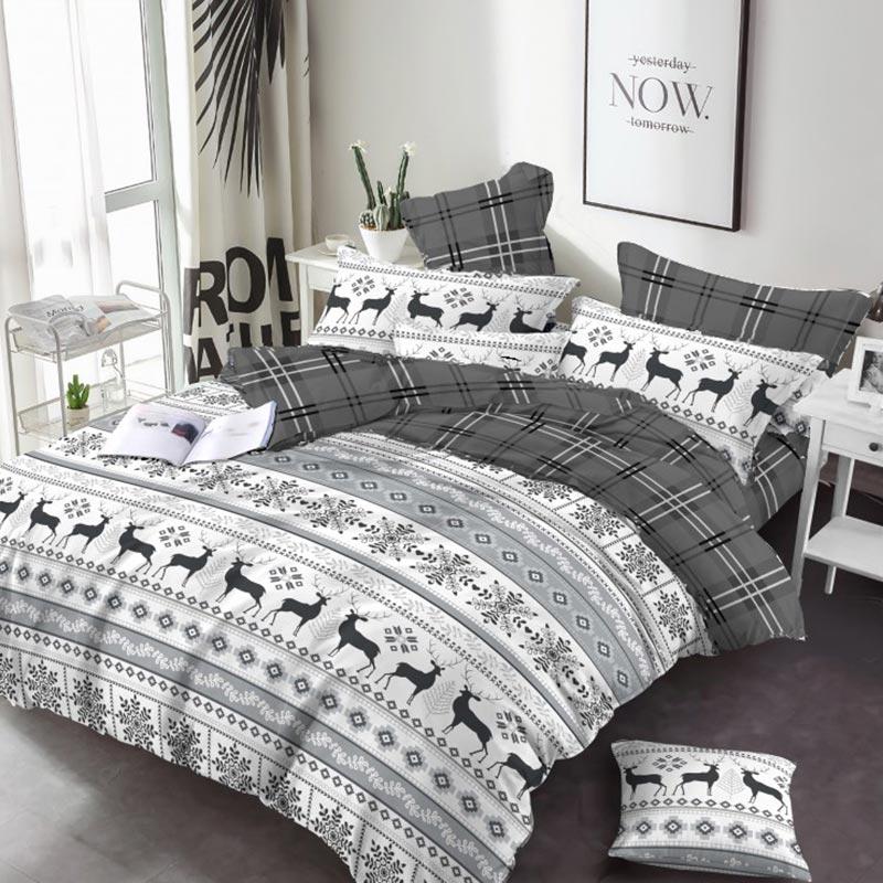 Постільна білизна Новорічний олень Бязь Люкс MERISET - Сімейний на резинці, фото 1