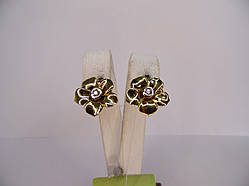 Золоті жіночі сережки з діамантами "Квітка", вага 4,95 г.