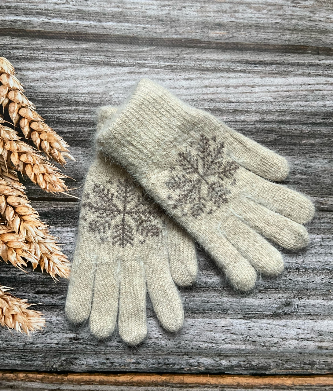 Рукавиці жіночі Святкові молочні, фото 1