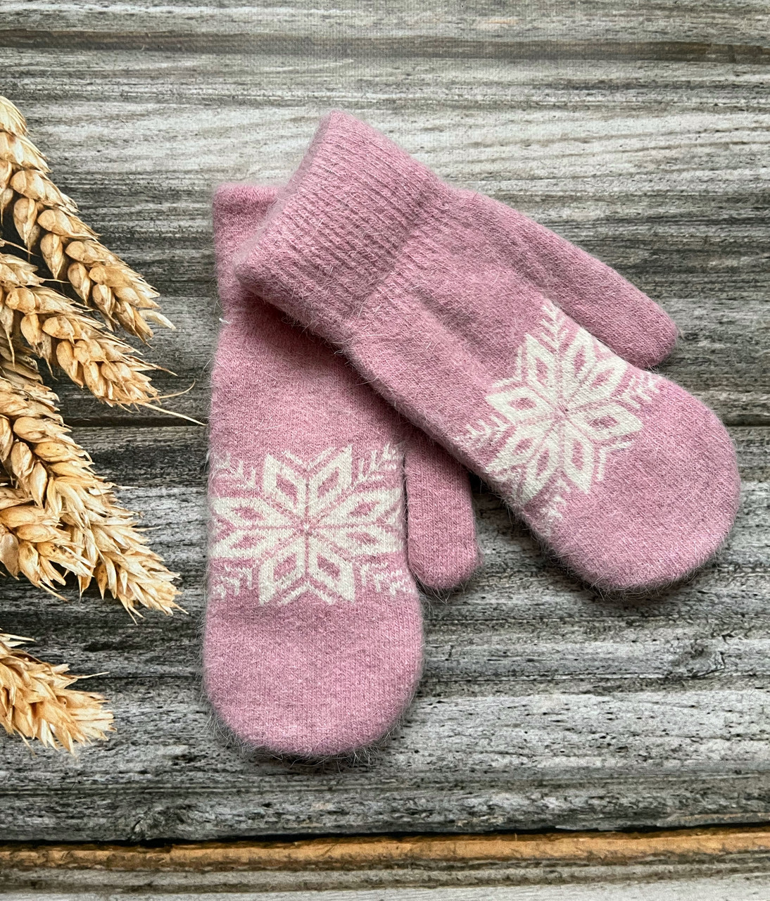 Рукавиці жіночі Візерунок рожеві, фото 1