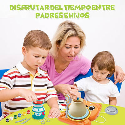 Розвиваючий гончарний набір для дитячої творчості електричний круг глина фартух все для ліплення та малювання