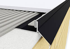 Капельник відлив MINI алюмінієвий під плитку на підлогу для відкритого балкона тераси 2.7 метра колір чорний матовий RAL9005