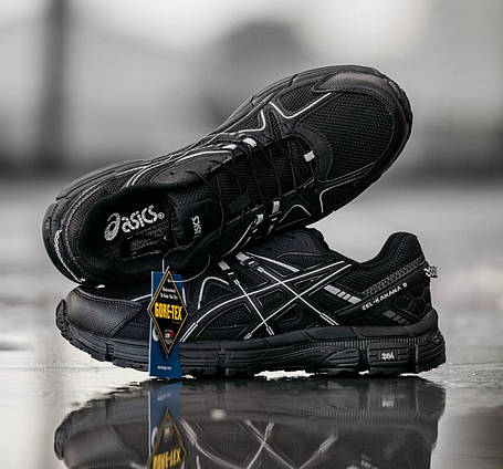 Чоловічі зимові термо кросівки Asics Gel kahana 8 Black Асікс Гель Кахана 8 чорні шкіра єврозима, фото 1